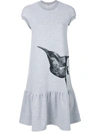 Ioana Ciolacu Bird Print T-shirt Dress In Grey