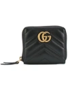 Gucci Black Mini Gg Marmont 2.0 Zip Around Wallet