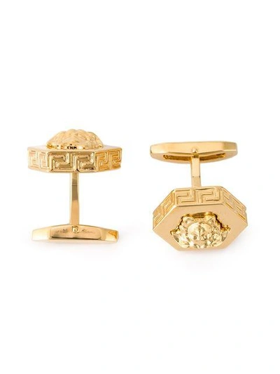 Versace Hexagonal Medusa Cufflinks In Metallic