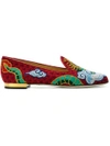 CHARLOTTE OLYMPIA CHARLOTTE OLYMPIA - EMBROIDERED DRAGON SLIPPERS ,棉100%