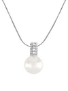 MAJORICA 12mm White Pearl, Cubic Zirconia and Sterling Silver Necklace