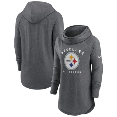 Nike Women's Team (nfl Pittsburgh Steelers) Pullover Hoodie In Heather Charcoal