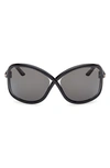 Tom Ford Bettina 68mm Oversize Butterfly Sunglasses In Black