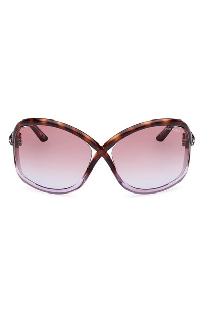 Tom Ford Bettina 68mm Oversize Butterfly Sunglasses In Blonde Havana / Violet