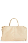 The Row Elio Leather Tote In Pink