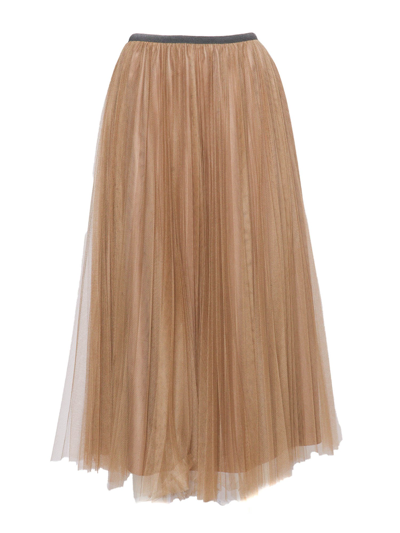 Fabiana Filippi Pleated Midi Skirt In Gold