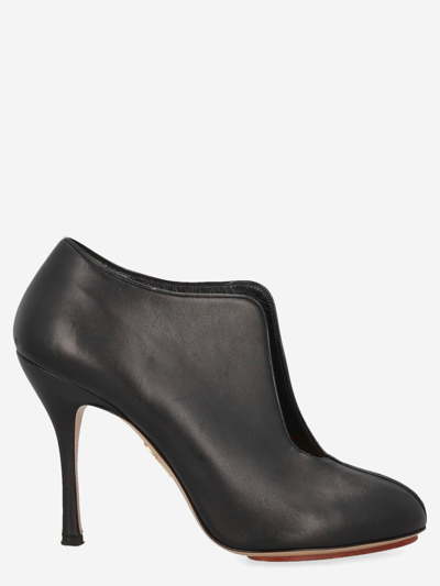 Pre-owned Charlotte Olympia Leather Ankle Boots In Black