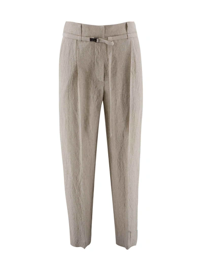 Brunello Cucinelli Cropped Tapered Trousers In Sand