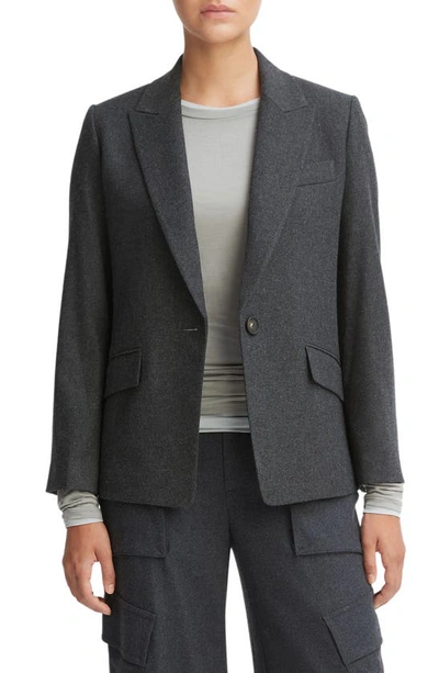 Vince Mélange-effect Single-breasted Blazer In Grey
