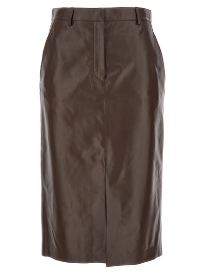 Lanvin Leather Skirt In Cocoa