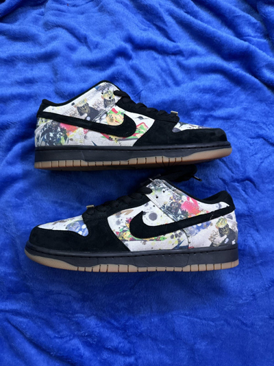 Pre-owned Nike X Supreme Dunk Sb Low Rammellzee Shoes In Black