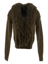 Blumarine Fringed Wool Cardigan In Green