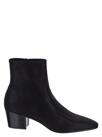 Saint Laurent Men's Vassili Zipped Boots In Shimmering Suede In Black