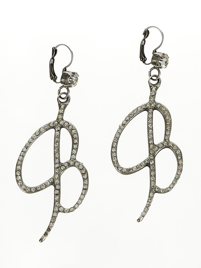 Blumarine Logo Crystal-embellished Earrings In Silver