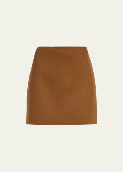 Michael Kors Melton Wool Mini Skirt In Chestnut