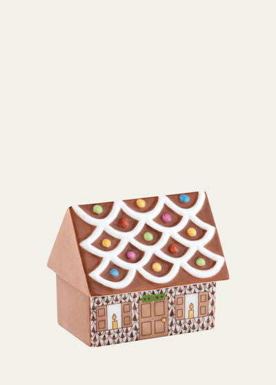 Herend Cozy Gingerbread House Figurine In Chocolate