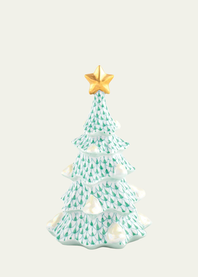 Herend Porcelain Christmas Tree, Medium In Green