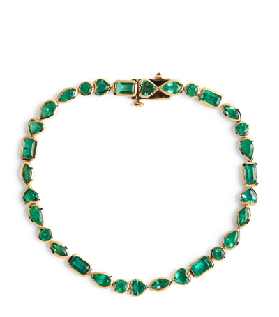 Shay Yellow Gold And Emerald Multi-shape Bracelet