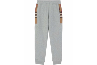 Pre-owned Burberry Check-panel Track Pants Ligh Grey
