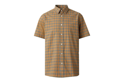 Pre-owned Burberry Edward Short Sleeve Check Shirt Archive Beige