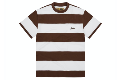 Pre-owned Corteiz Striped T-shirt Brown