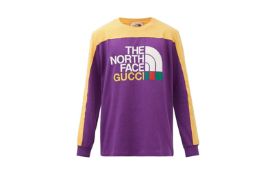 Pre-owned Gucci X The North Face Long Sleeve T Shirt Purple/yellow