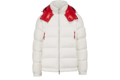 Pre-owned Moncler Poirier Puffer Jacket White/red