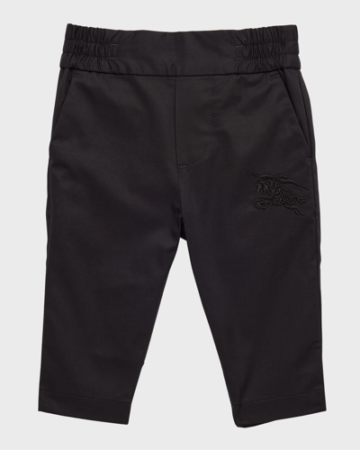 Burberry Kids' Boy's Romeo Equestrian Embroidered Pants In Black