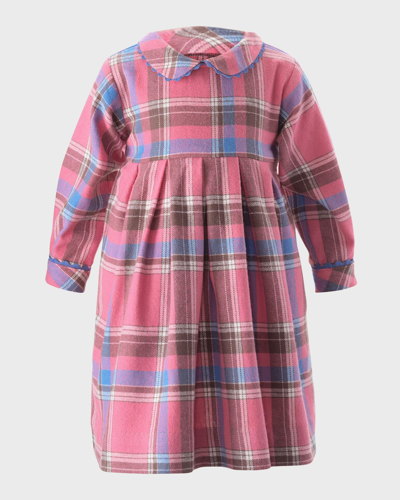 Rachel Riley Kids' Girl's Check-print Pleated Dress W/ Bloomers In Pink