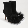 SAM EDELMAN SAM EDELMAN ENCY FEATHER HEEL BOOTIE BLACK SATIN