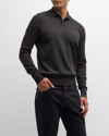 Loro Piana Men's Empire Wish Buttonless Polo Shirt In M005 Charcoal Mel