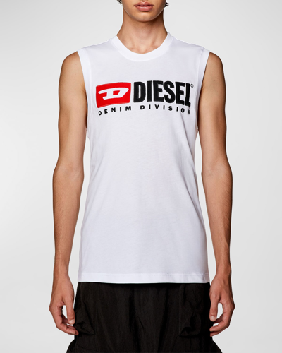 Diesel T-isco-div Cotton Tank Top In Bianco