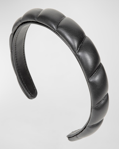 Jennifer Behr Twisted Leather Headband In Black