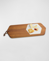 Nambe Chevron Cutting Board In Acacia Wood And Marble In Brown