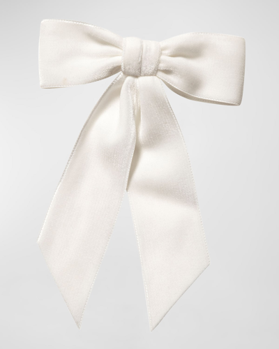 Jennifer Behr Wide Velvet Bow Barrette In Cream