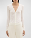 Theory V-neck Cardigan In Regal Wool In New Ivory