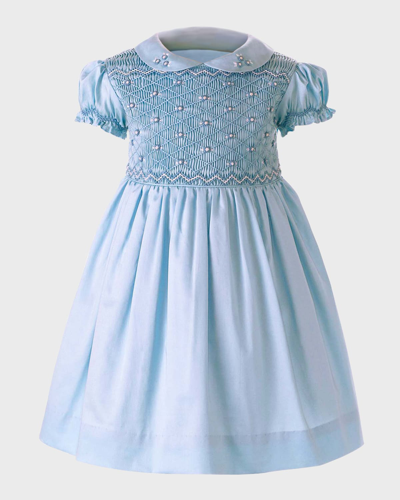 Rachel Riley Kids' Girl's Rose Smocked Dress In Blue