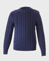 Rachel Riley Boy's Cable Knit Sweater In Navy