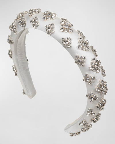 Jennifer Behr Marlene Embellished Padded Headband In Cream Crystal