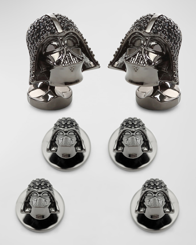 Cufflinks, Inc Men's Darth Vader Crystal Helmet Cufflink Stud Set In Black