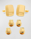 CUFFLINKS, INC MEN'S GOLD-TONE STAINLESS STEEL TARTAN CUFFLINK STUD SET