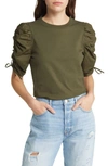 FRAME RUCHED SLEEVE T-SHIRT