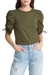 FRAME FRAME RUCHED SLEEVE T-SHIRT