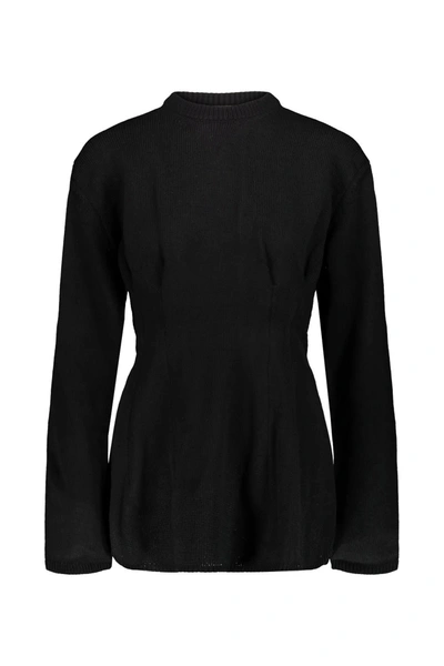 Comme Des Garçons Crow-neck Knitted Jumper In Black