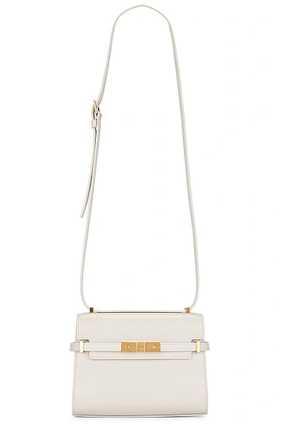 Saint Laurent Manhattan Mini Leather Shoulder Bag In Crema Soft