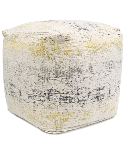 Pasargad Home Grand Canyon Distressed Cotton Pouf In Ivory