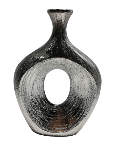 Sagebrook Home Scratched Oval Vase In Silver