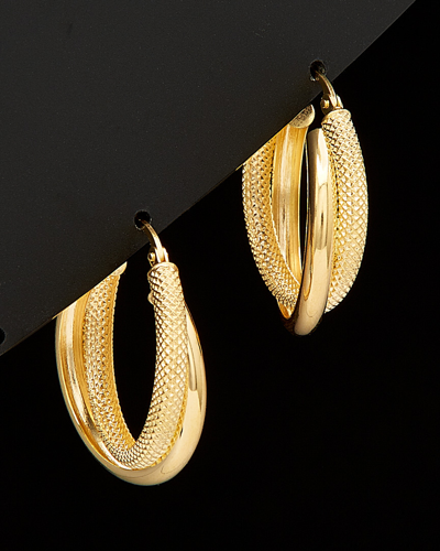 Italian Gold 18k  Double Hoops