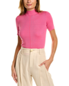 OSCAR DE LA RENTA OSCAR DE LA RENTA MOCK NECK RIBBED SILK-BLEND PULLOVER