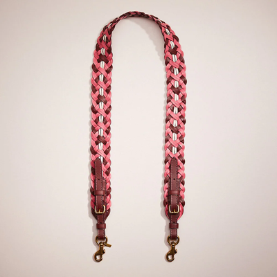 Coach Restored Strap With Weaving In Brass/confetti Pink Multi